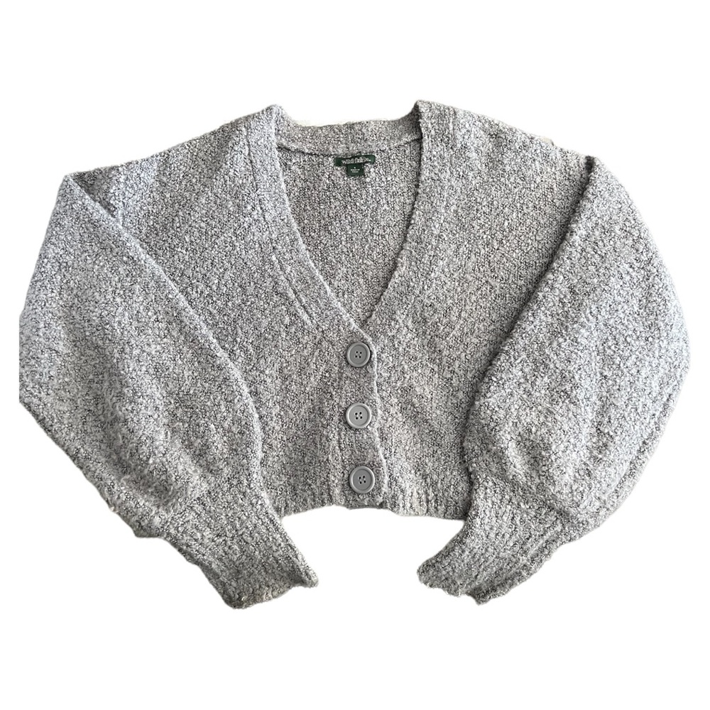 wild fable Heather Gray Cropped Button Front Cardigan
